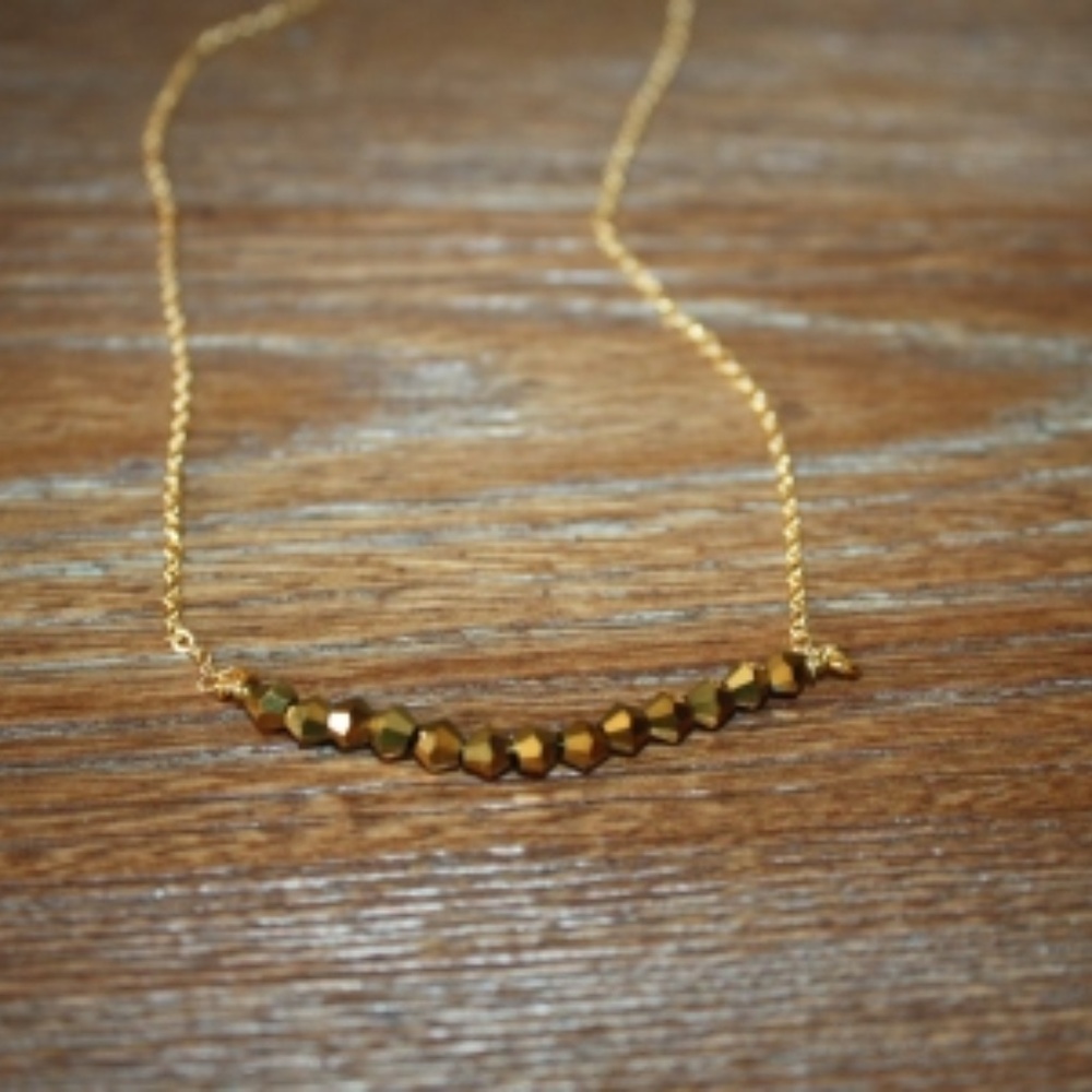Gold Bead Bar Necklace